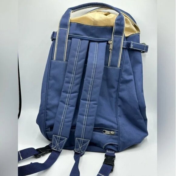 Ariat Gear Bag Canvas Tote Convertible Backpack Cinch Top Handle Blue and Tan - Picture 7 of 7
